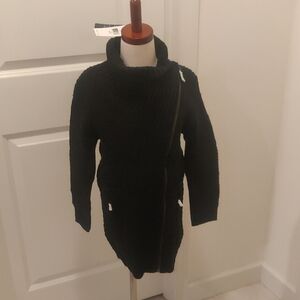 Polo Ralph Lauren Girls' Wool Blend Cable Knit Shawl Black Knit Sweater Sz 7